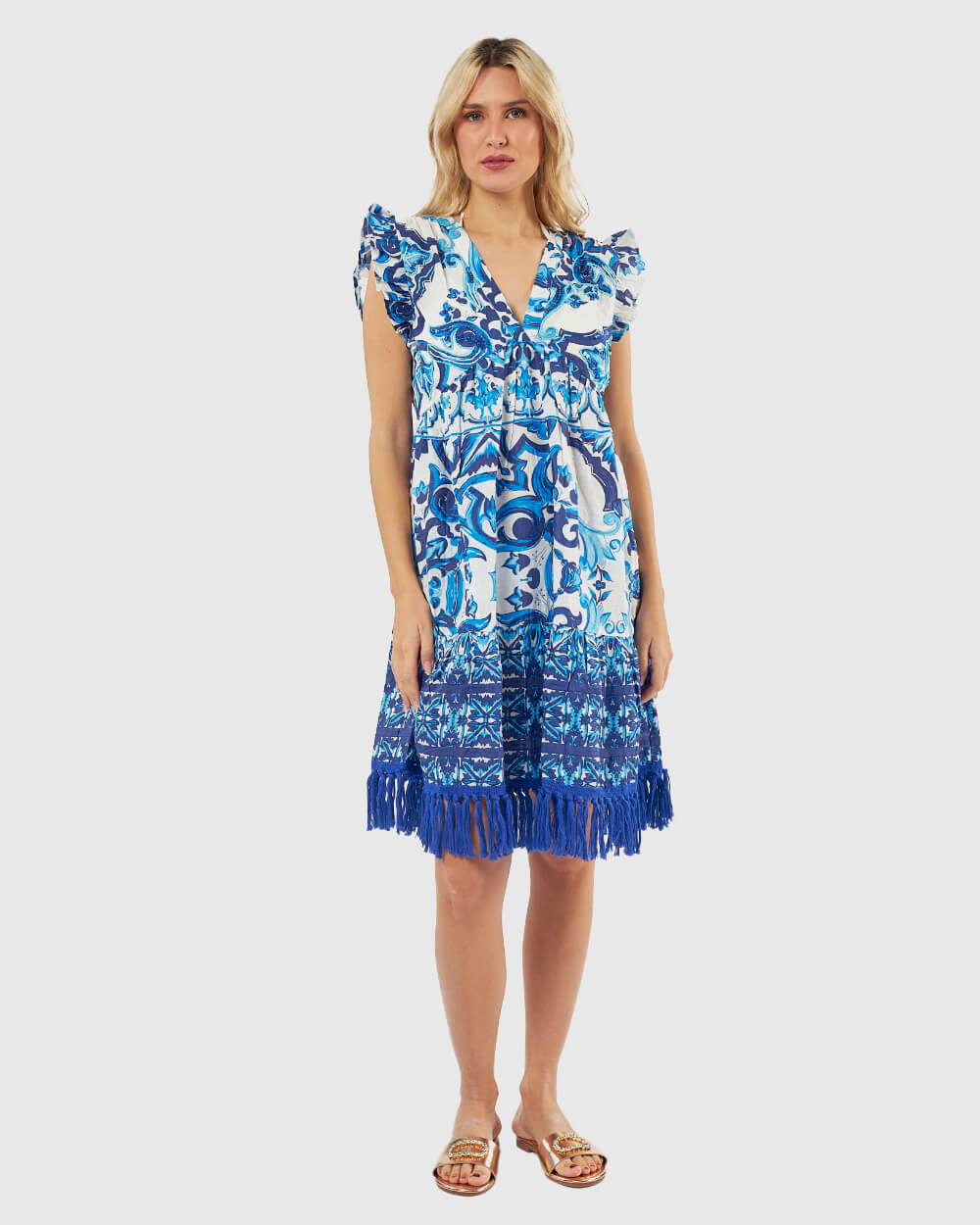 VERDE ΓΥΝΑΙΚΕΙΟ ΦΟΡΕΜΑ 52-0147 ΒΑΜΒΑΚΕΡΟ ΙΝΔΙΑΣ ΜΠΛΕ