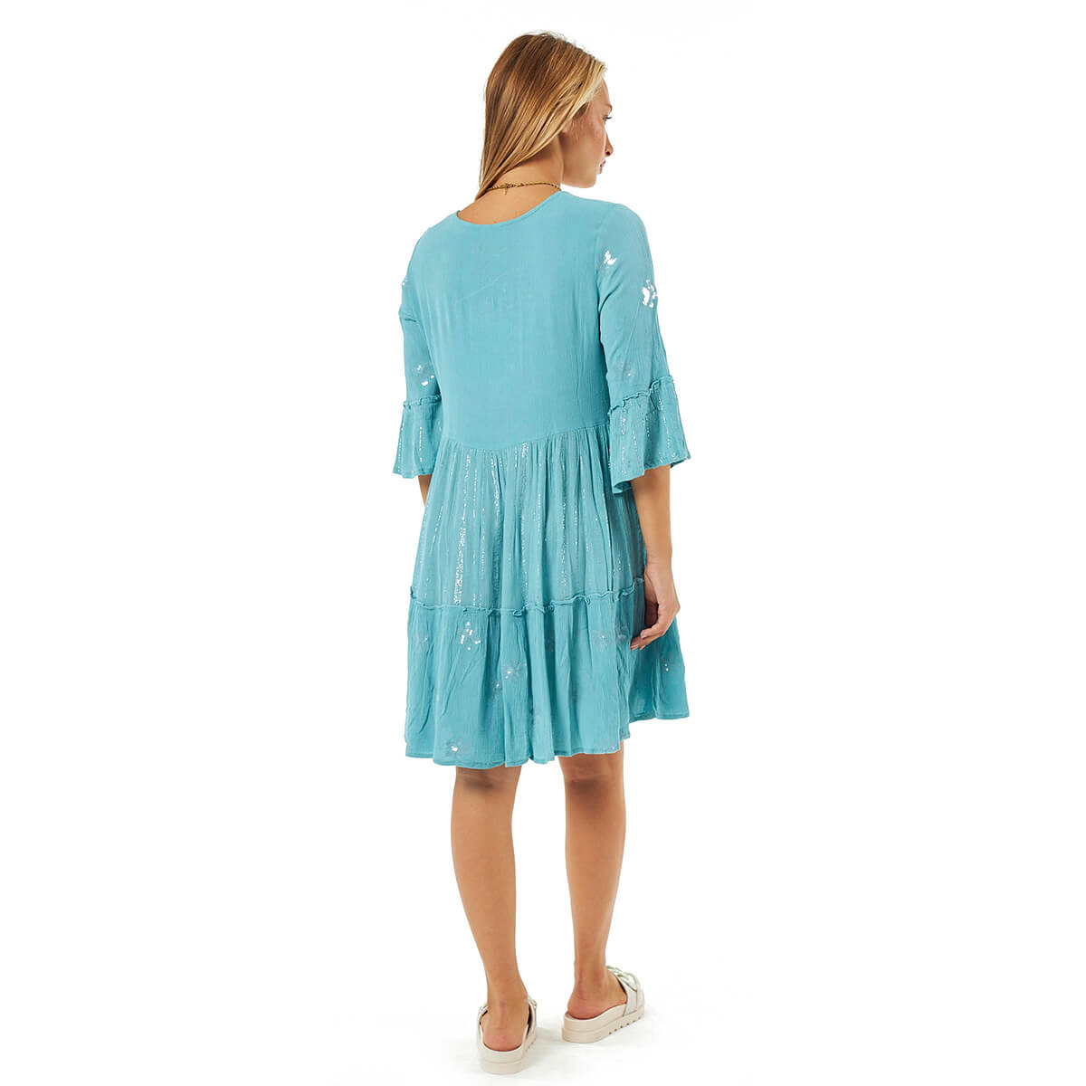 Verde Γυναικείο Φόρεμα 52-0100 Βισκόζη Ανοιχτό Μπλε