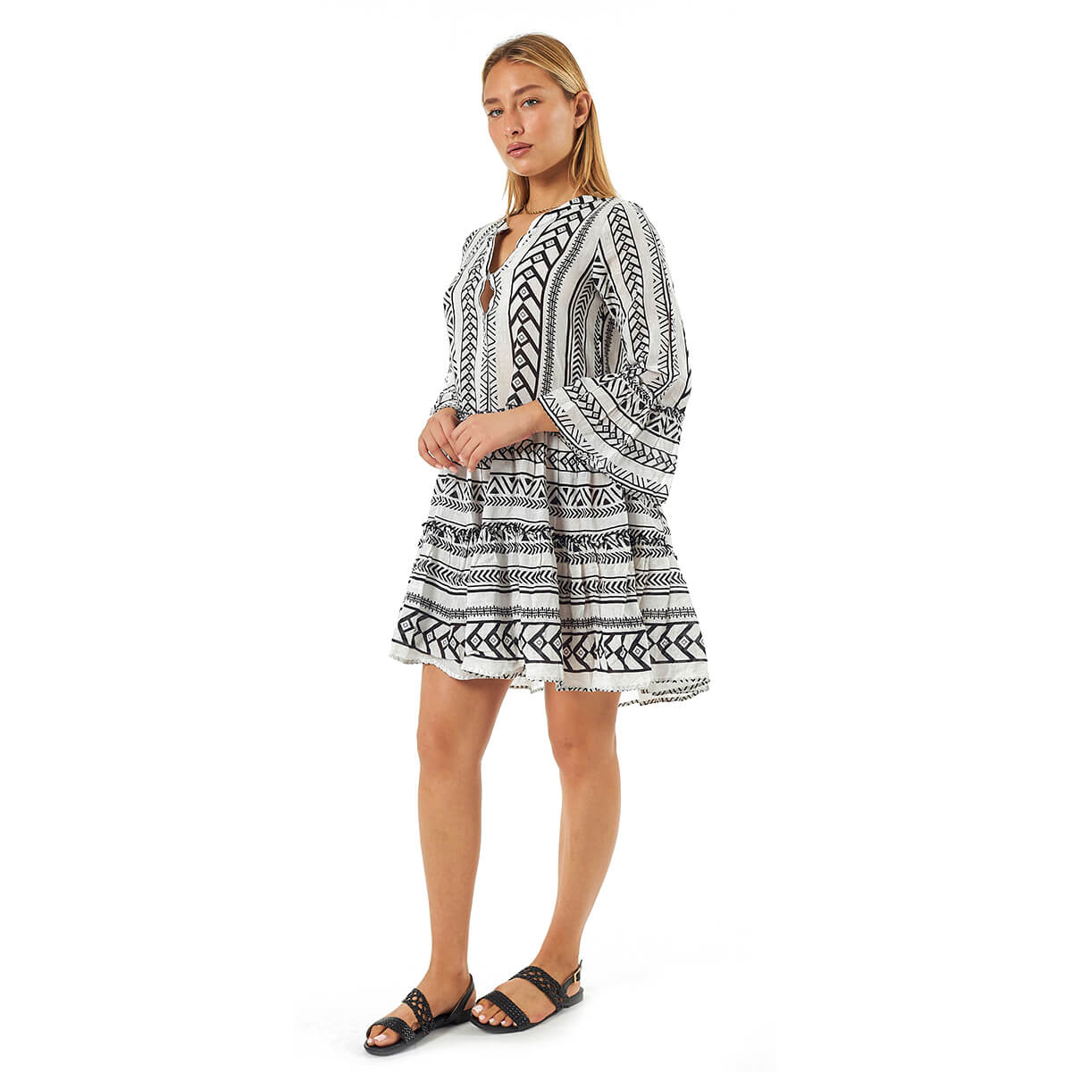 Verde Γυναικείο Φόρεμα 52-0101 Βαμβακερό ΜαύροΆσπρο Verde Γυναικείο Φόρεμα 52-0101 Βαμβακερό ΜαύροΆσπρο