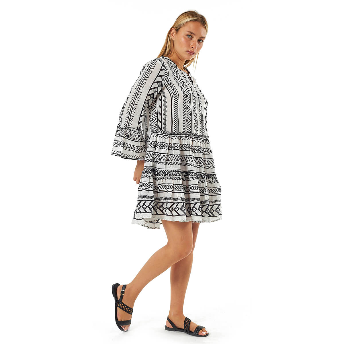 Verde Γυναικείο Φόρεμα 52-0101 Βαμβακερό ΜαύροΆσπρο