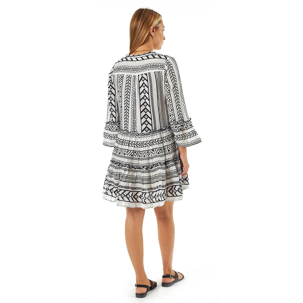 Verde Γυναικείο Φόρεμα 52-0101 Βαμβακερό ΜαύροΆσπρο