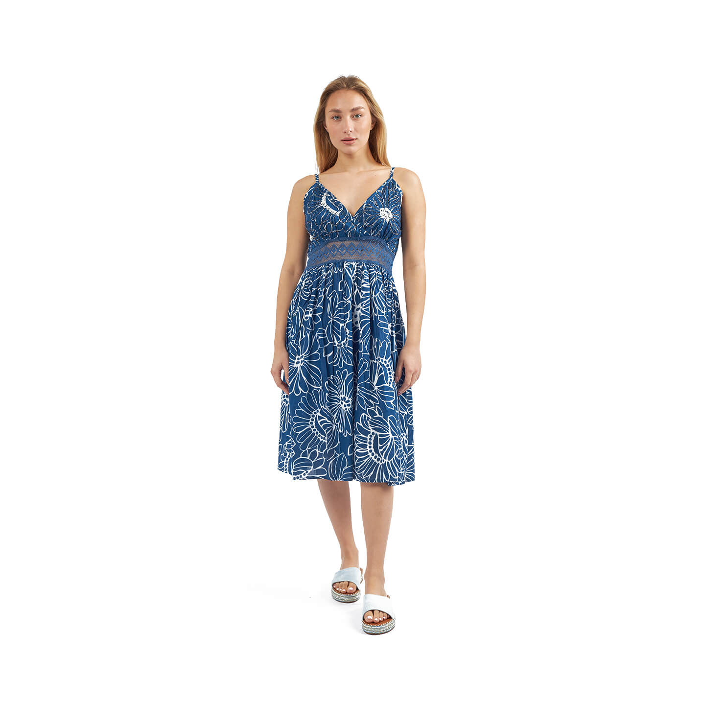 Verde Γυναικείο Φόρεμα 52-0104 Βαμβακερό Μπλε