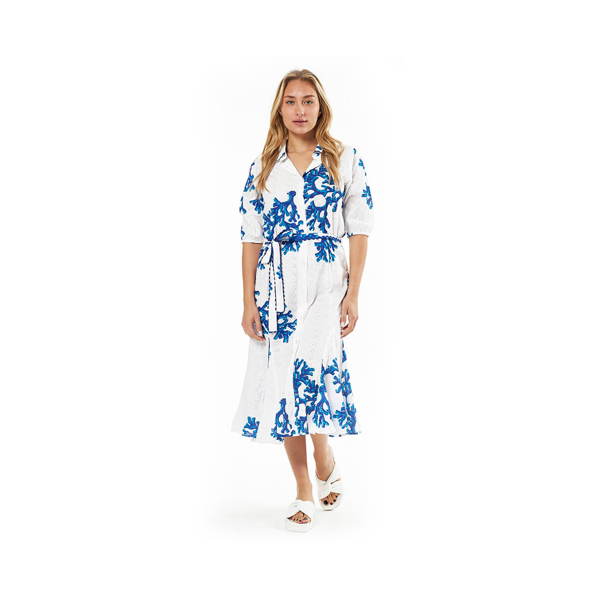 Verde Γυναικείο Φόρεμα 52-0109 Βαμβακερό Μπλε