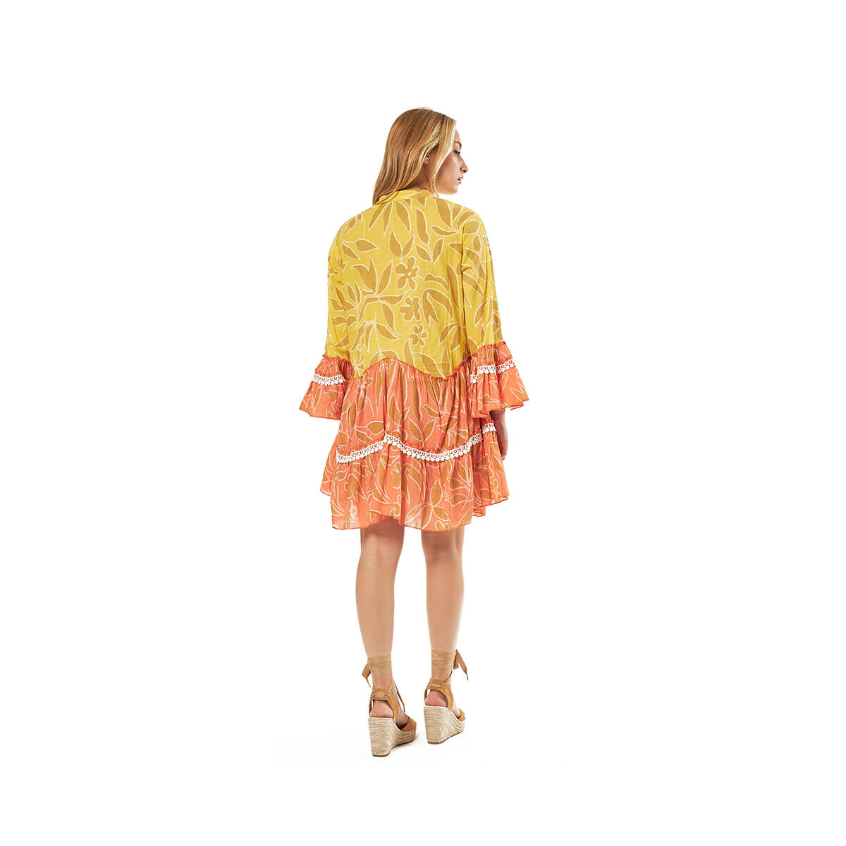 Verde Γυναικείο Φόρεμα 52-0113 Βαμβακερό Πορτοκαλί