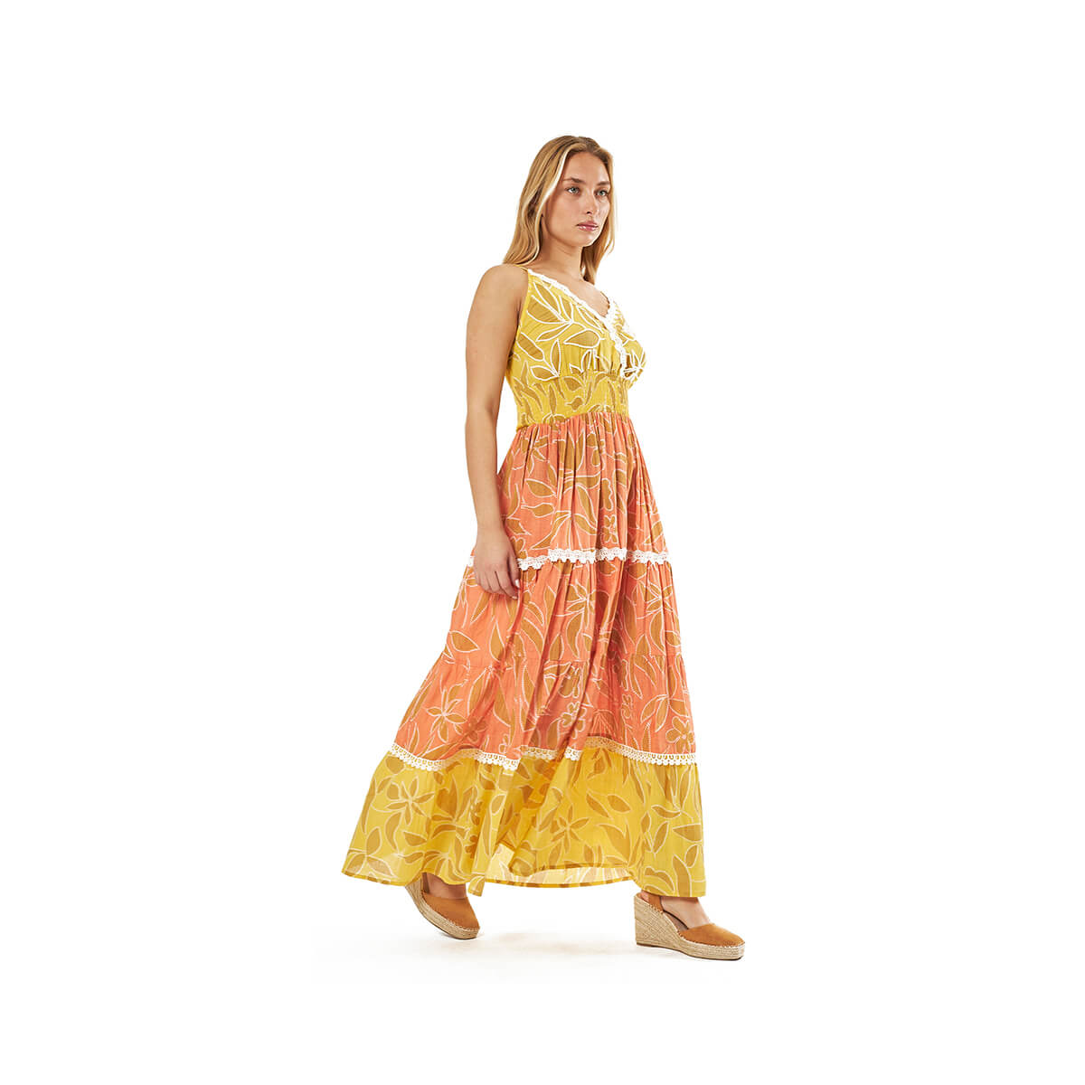 Verde Γυναικείο Φόρεμα 52-0114 Βαμβακερό Πορτοκαλί