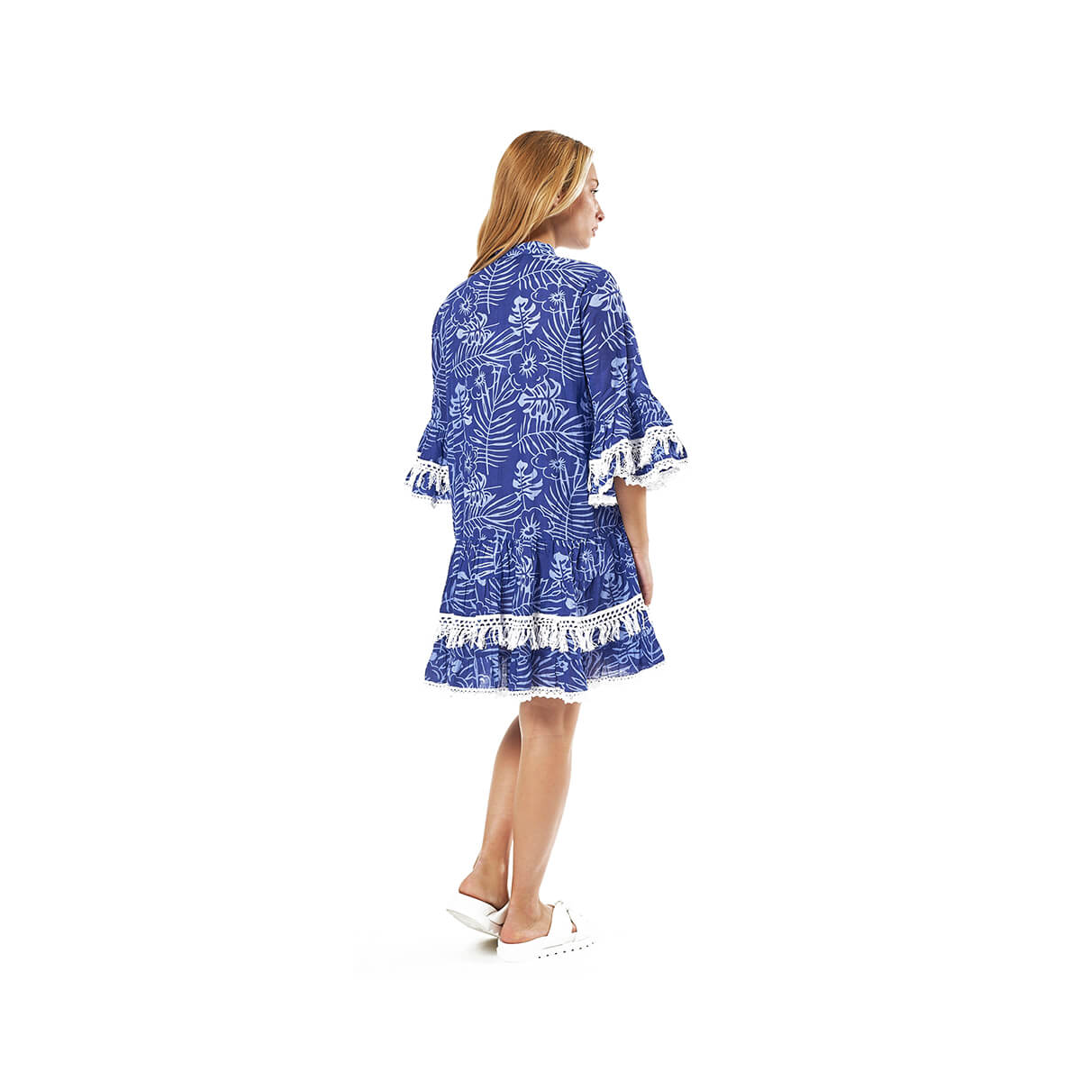 Verde Γυναικείο Φόρεμα 52-0117 Βαμβακερό Μπλε Verde Γυναικείο Φόρεμα 52-0117 Βαμβακερό Μπλε