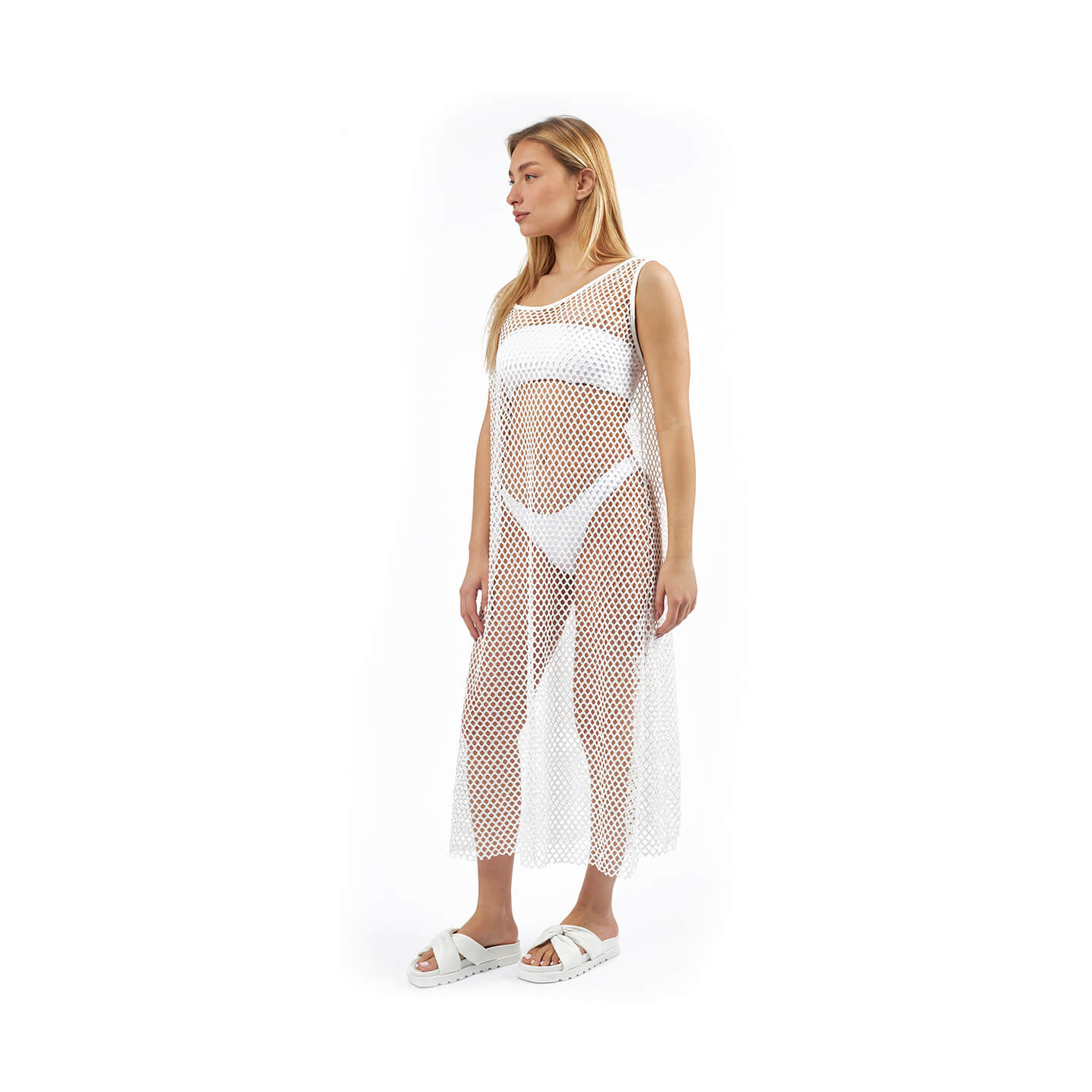 Verde Γυναικείο Φόρεμα 52-0133 Βαμβάκι Άσπρο