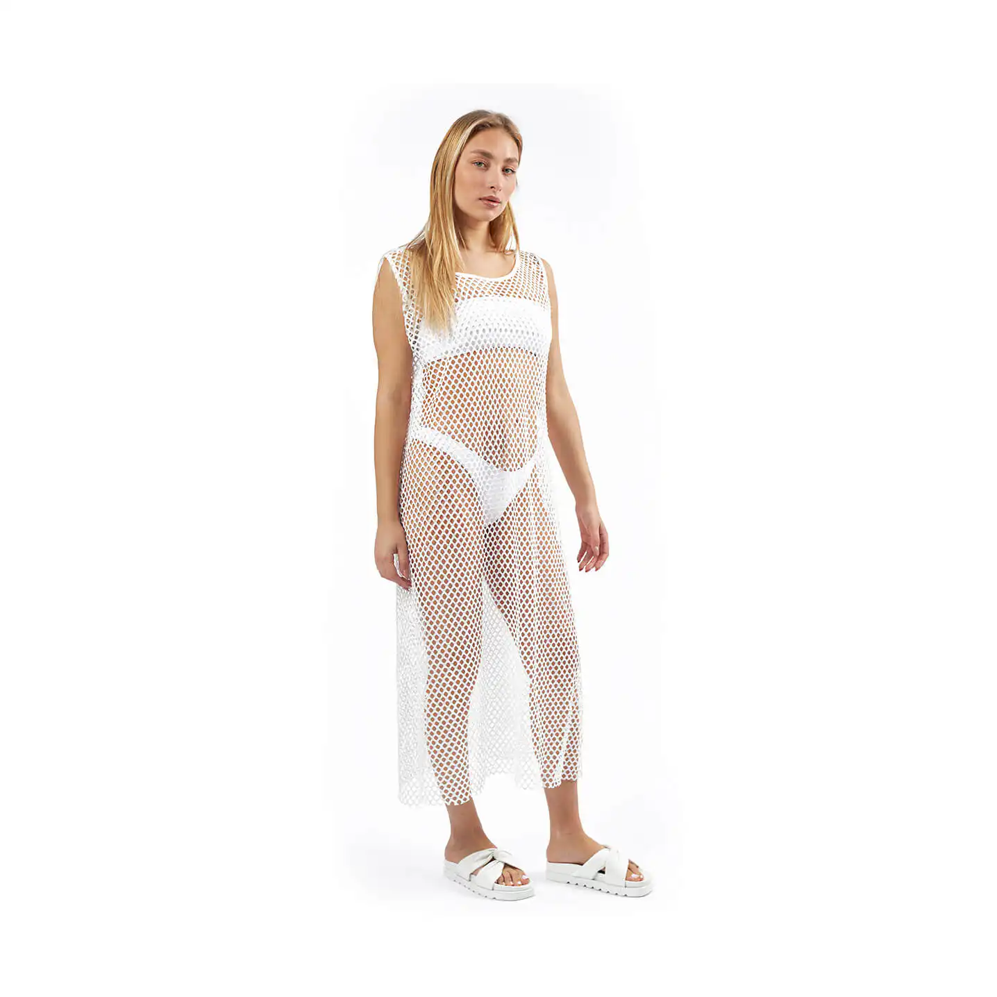 Verde Γυναικείο Φόρεμα 52-0133 Βαμβάκι Άσπρο