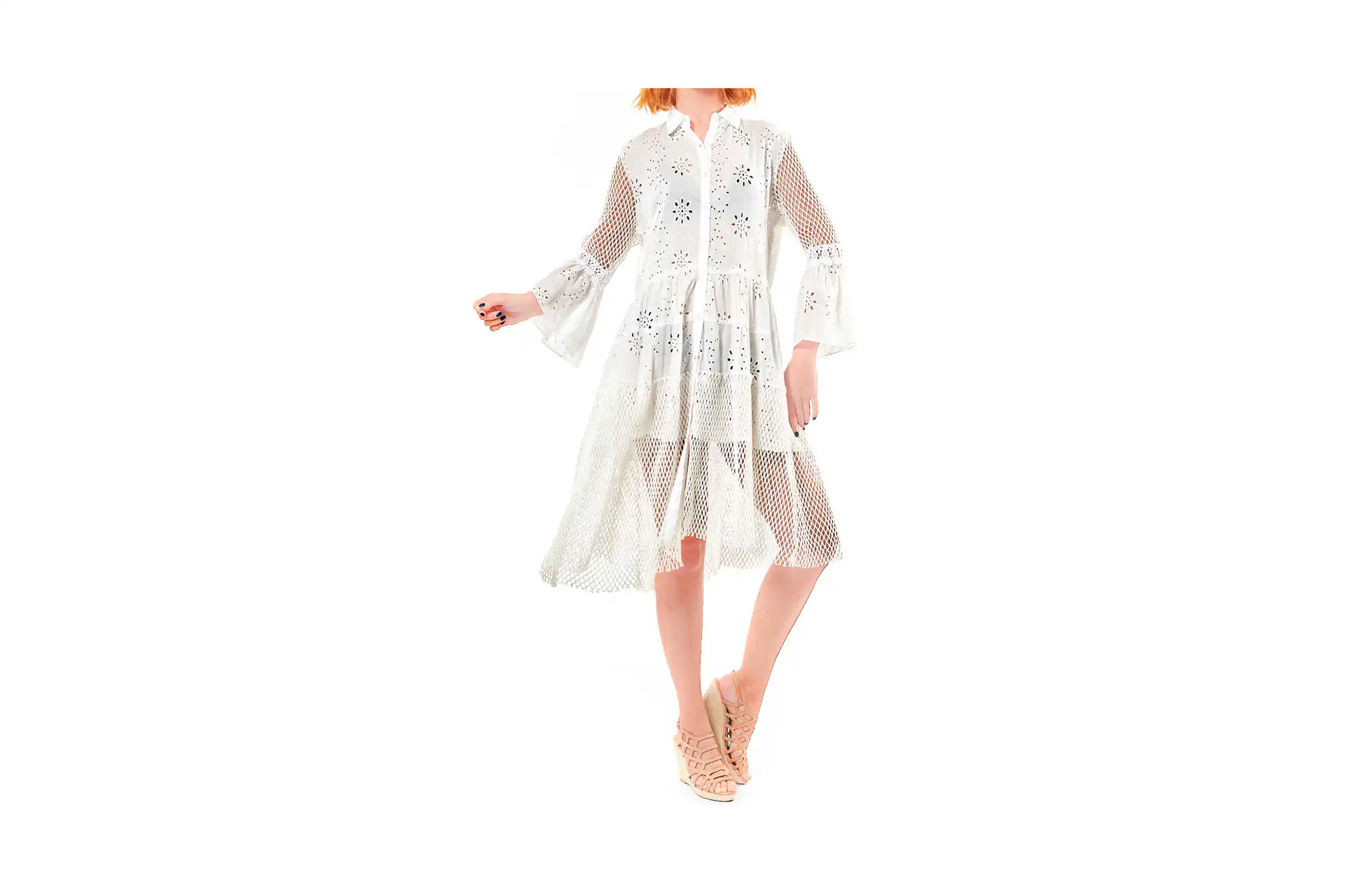 Verde Γυναικειο φορεμα παραλιας 100% cotton one size 52-0002 ivory