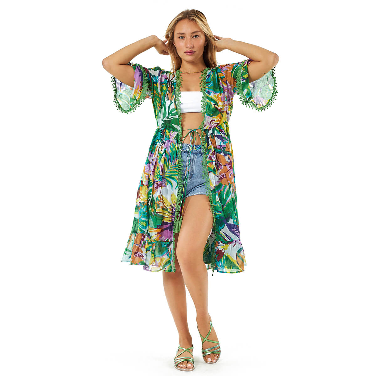 Verde Γυναικείο Φόρεμα 52-0089 Βαμβακερό Πράσινο