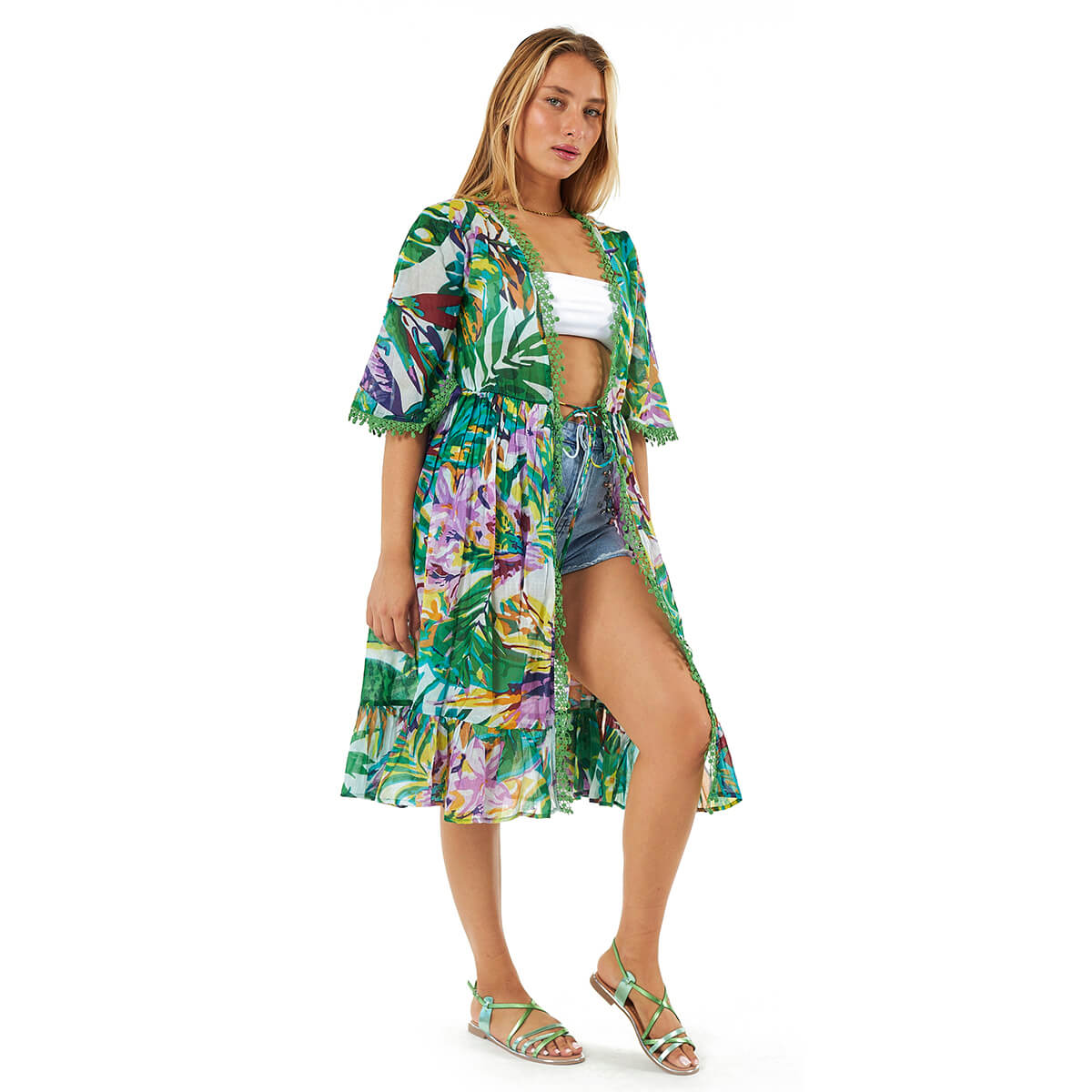 Verde Γυναικείο Φόρεμα 52-0089 Βαμβακερό Πράσινο