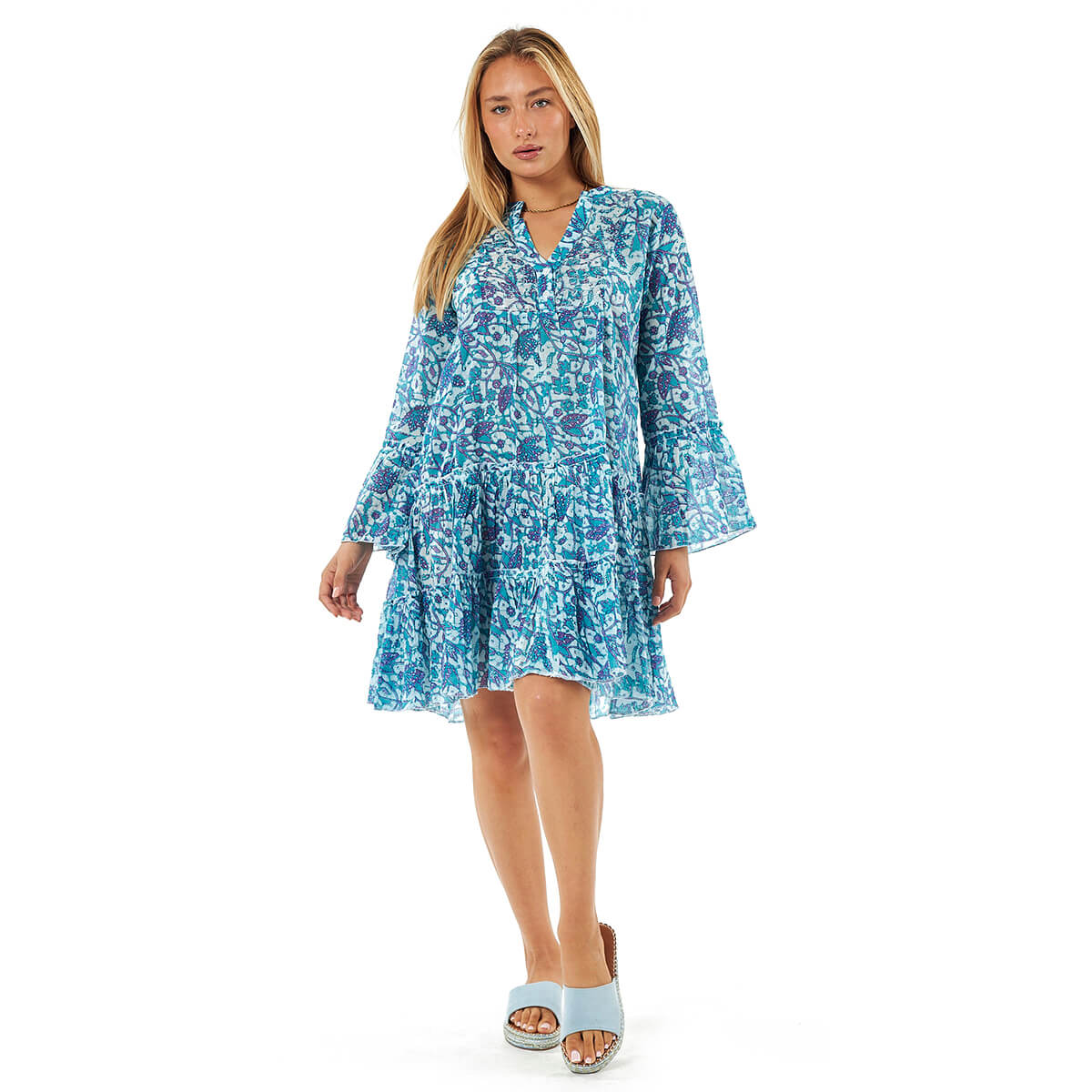 Verde Γυναικείο Φόρεμα 52-0090 Βαμβακερό Μπλε