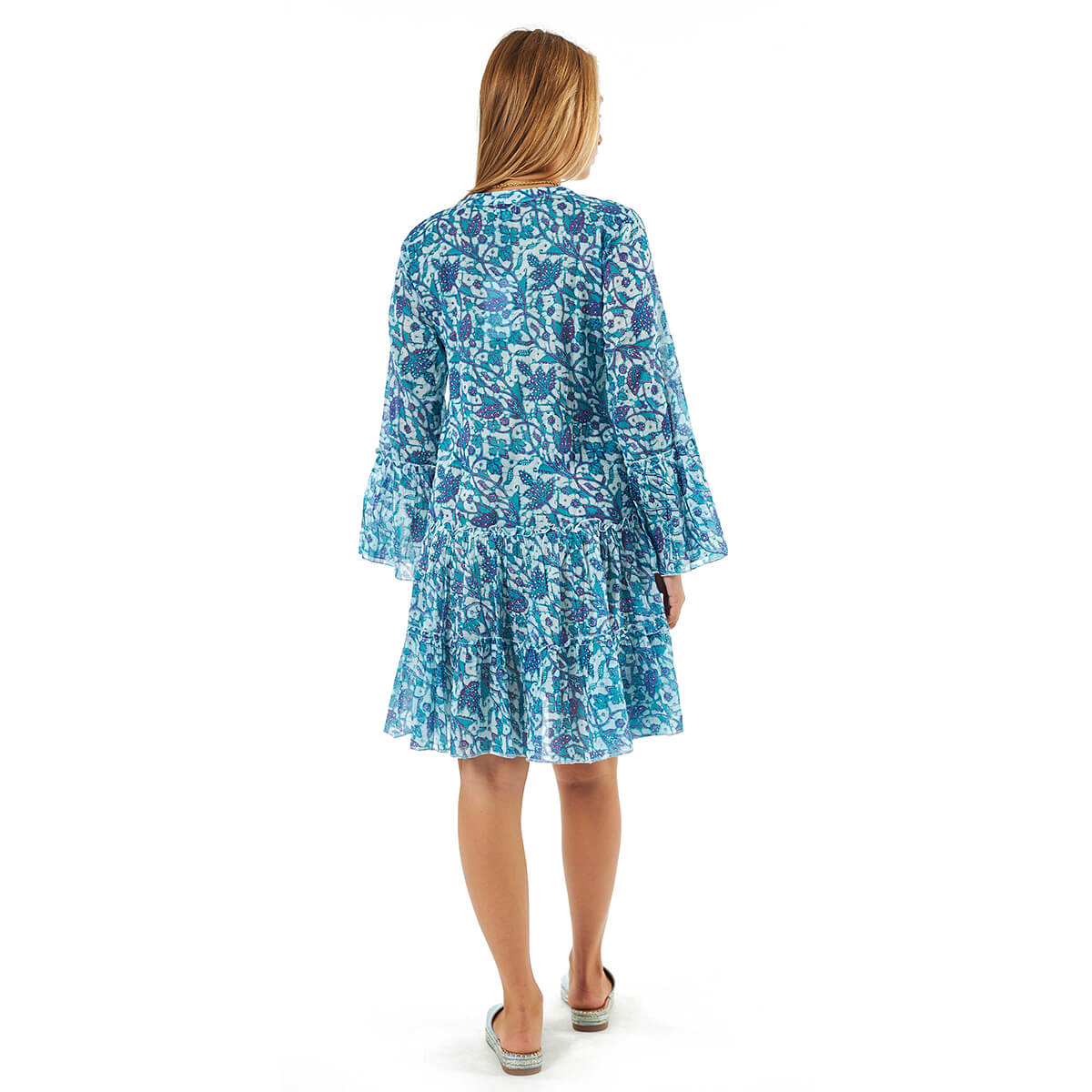 Verde Γυναικείο Φόρεμα 52-0090 Βαμβακερό Μπλε Verde Γυναικείο Φόρεμα 52-0090 Βαμβακερό Μπλε