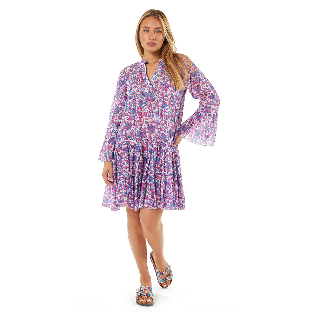 Verde Γυναικείο Φόρεμα 52-0090 Βαμβακερό Μωβ