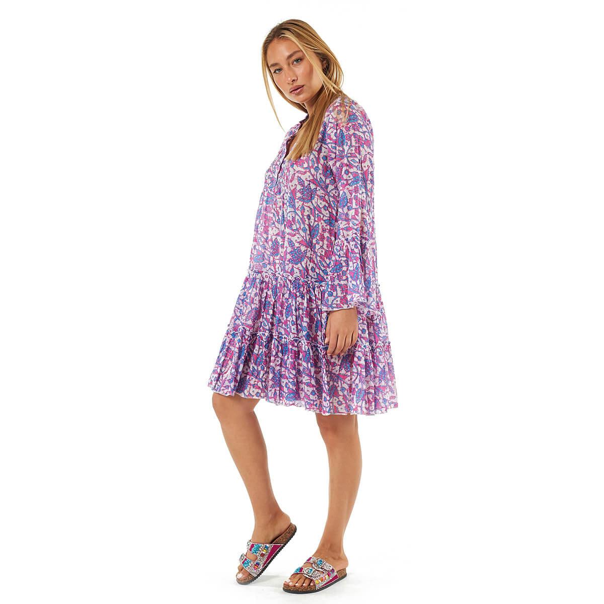 Verde Γυναικείο Φόρεμα 52-0090 Βαμβακερό Μωβ