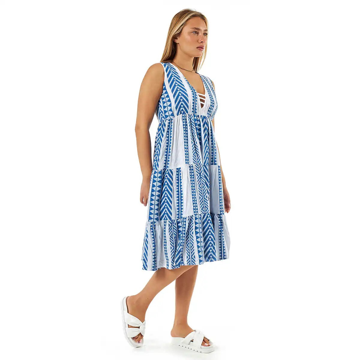 Verde Γυναικείο Φόρεμα 52-0094 Βαμβακερό Μπλε