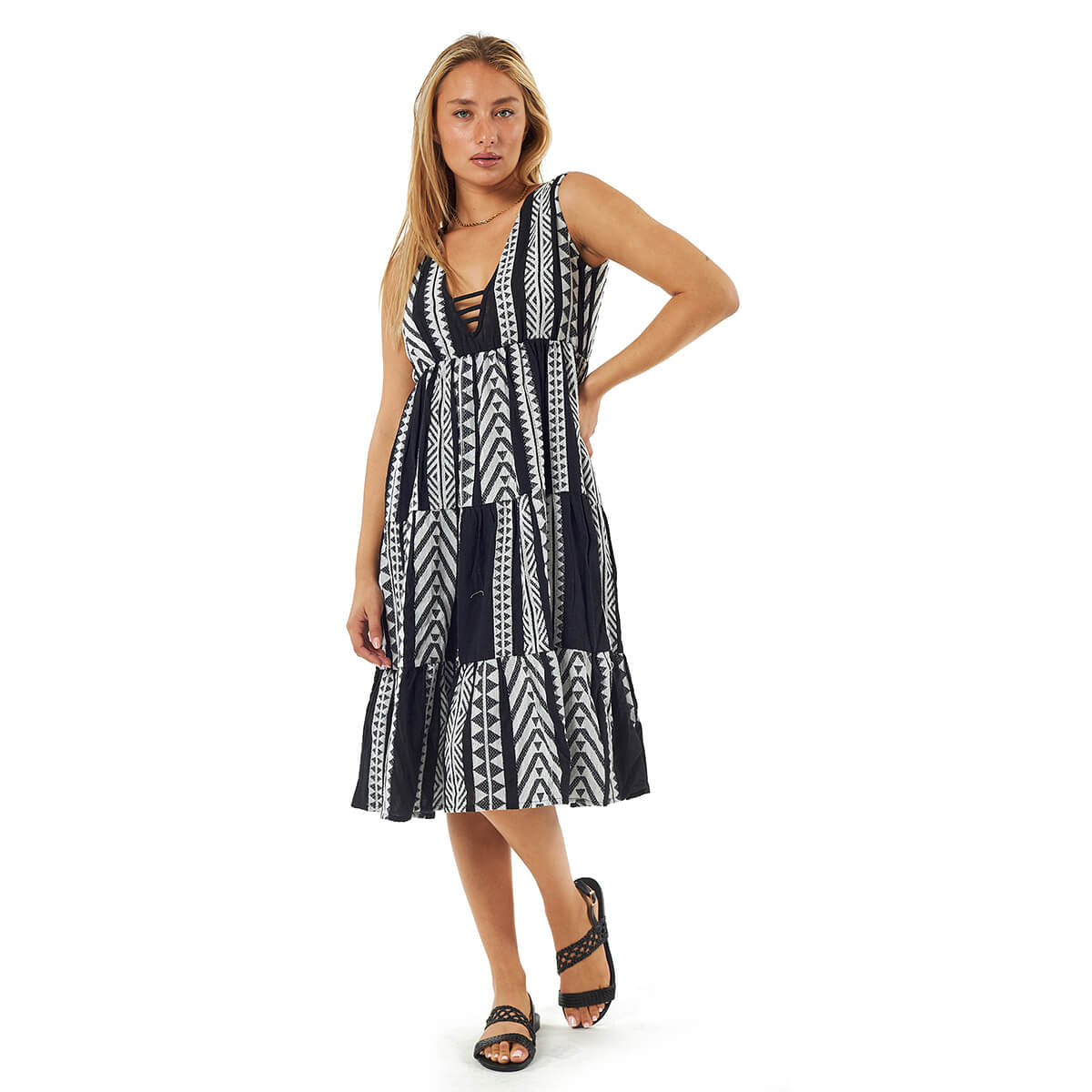 Verde Γυναικείο Φόρεμα 52-0094 Βαμβακερό Μαύρο