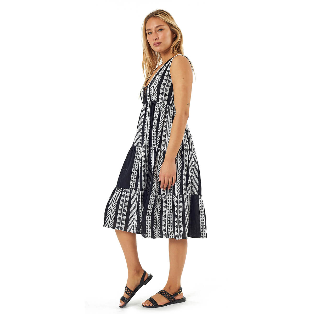 Verde Γυναικείο Φόρεμα 52-0094 Βαμβακερό Μαύρο