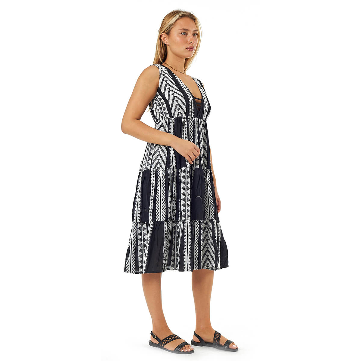 Verde Γυναικείο Φόρεμα 52-0094 Βαμβακερό Μαύρο