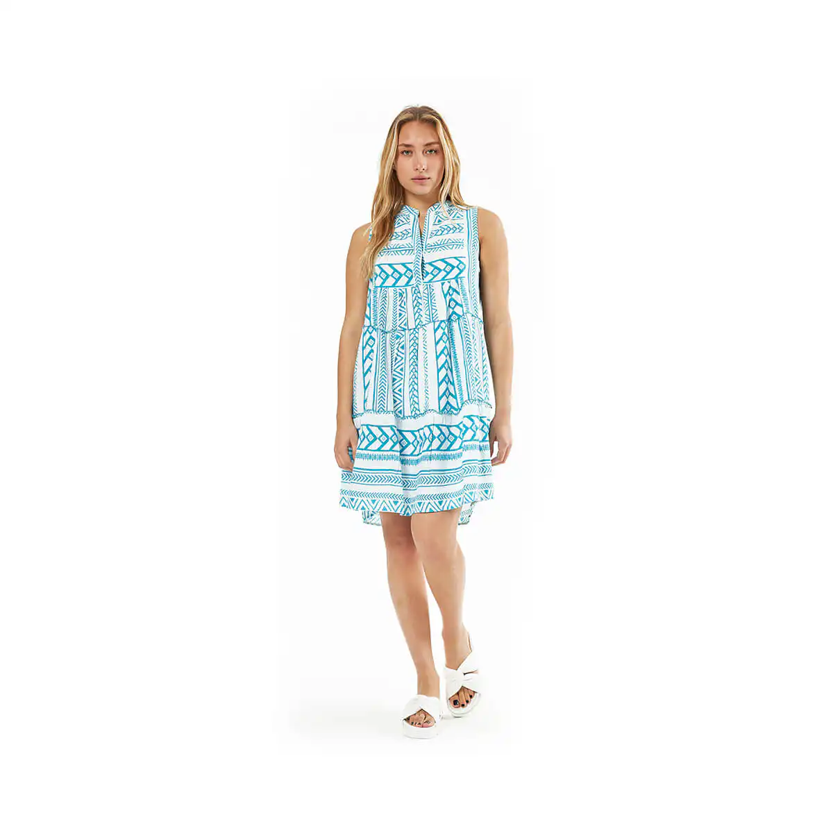 Verde Γυναικείο Φόρεμα 52-0096 Βαμβακερό Μπλε Verde Γυναικείο Φόρεμα 52-0096 Βαμβακερό Μπλε