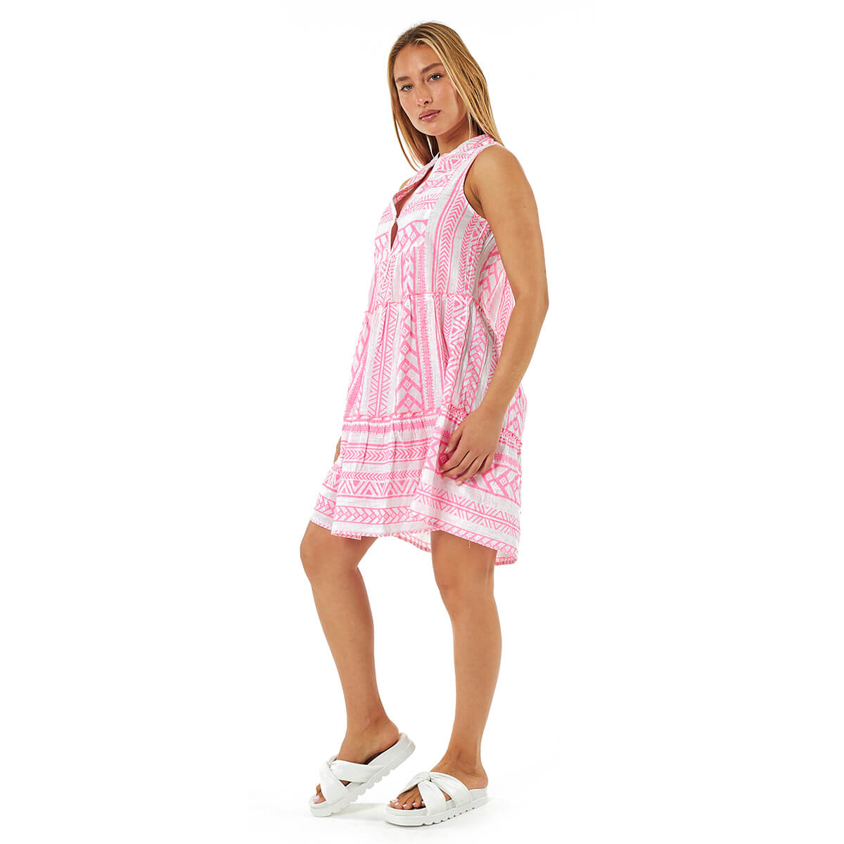 Verde Γυναικείο Φόρεμα 52-0096 Βαμβακερό Ροζ