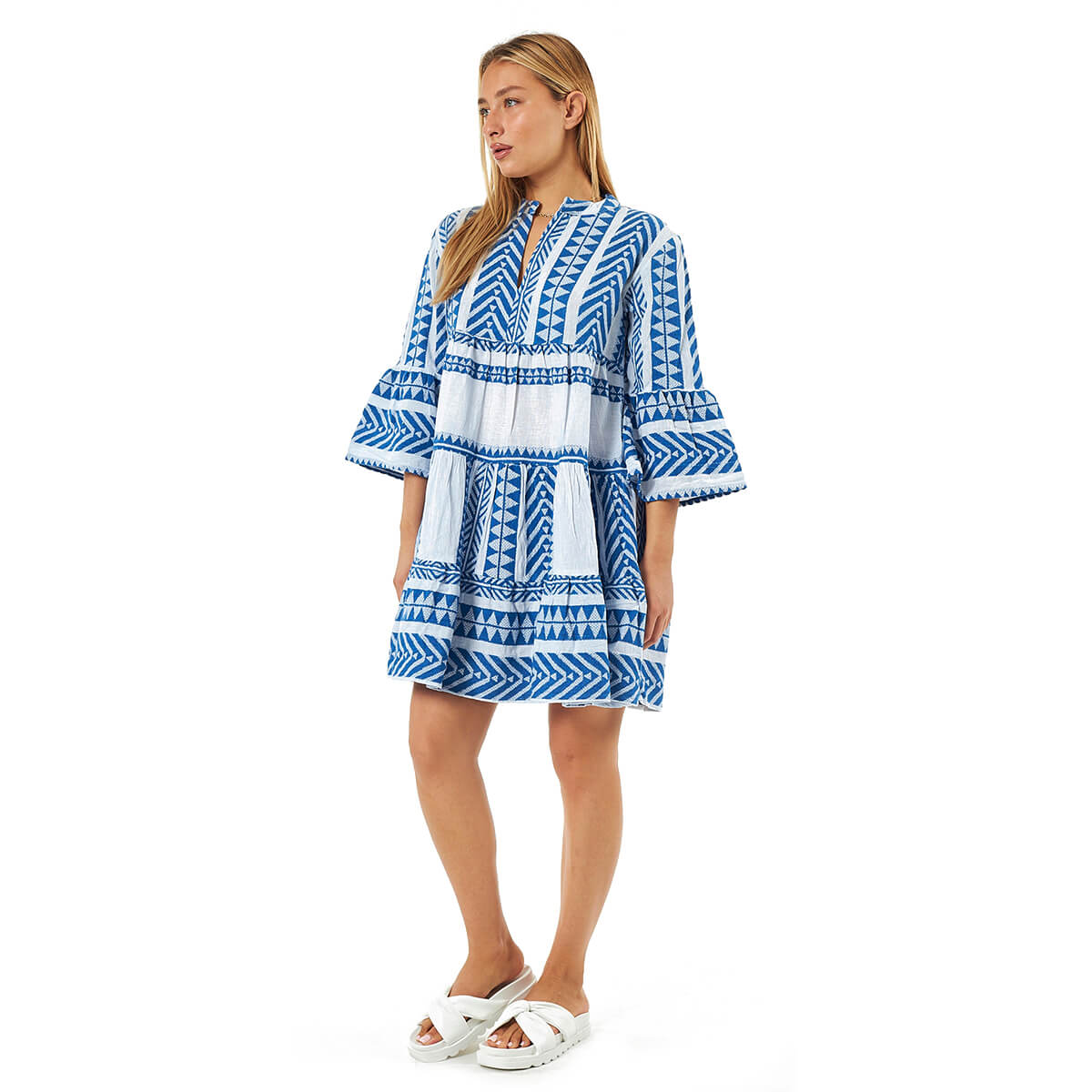 Verde Γυναικείο Φόρεμα 52-0097 Βαμβακερό Μπλε