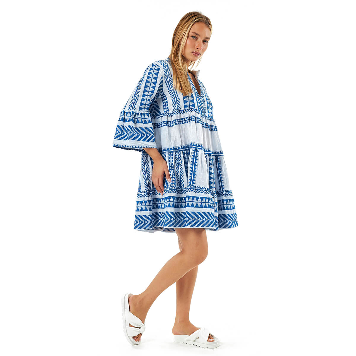 Verde Γυναικείο Φόρεμα 52-0097 Βαμβακερό Μπλε