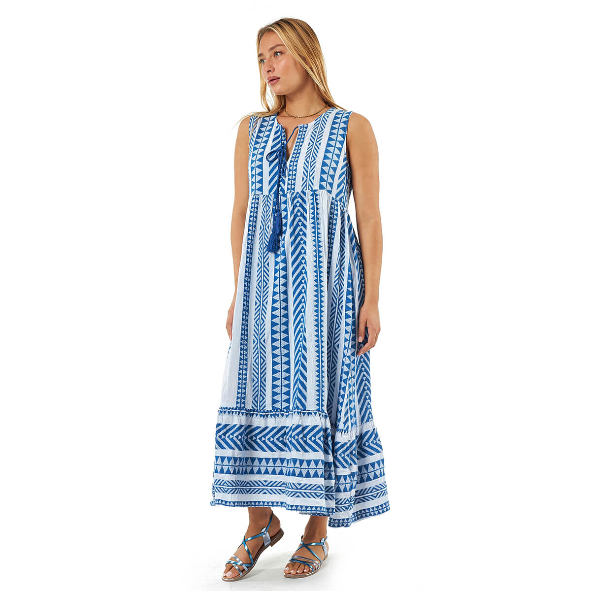 Verde Γυναικείο Φόρεμα 52-0098 Βαμβακερό Μπλε