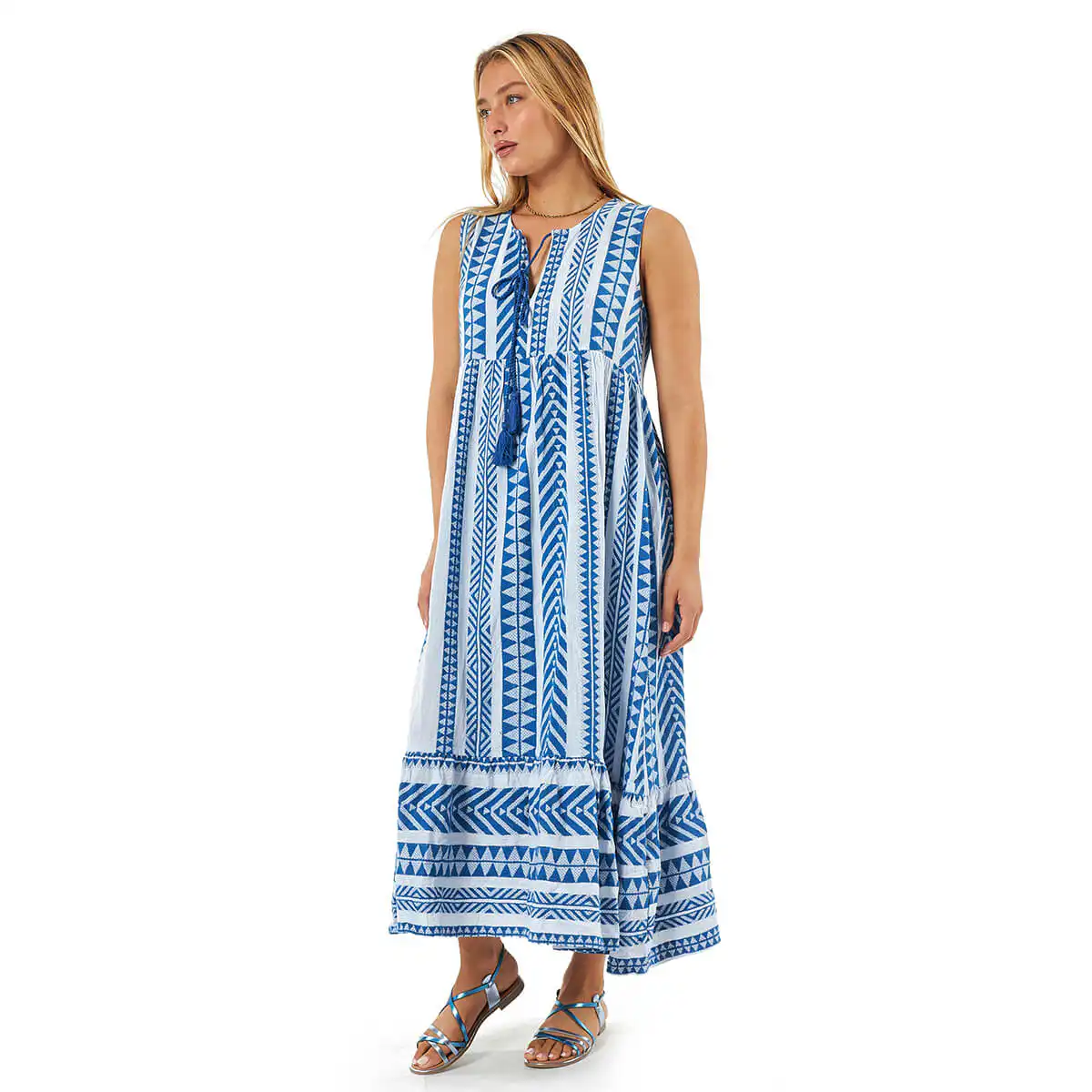 Verde Γυναικείο Φόρεμα 52-0098 Βαμβακερό Μπλε