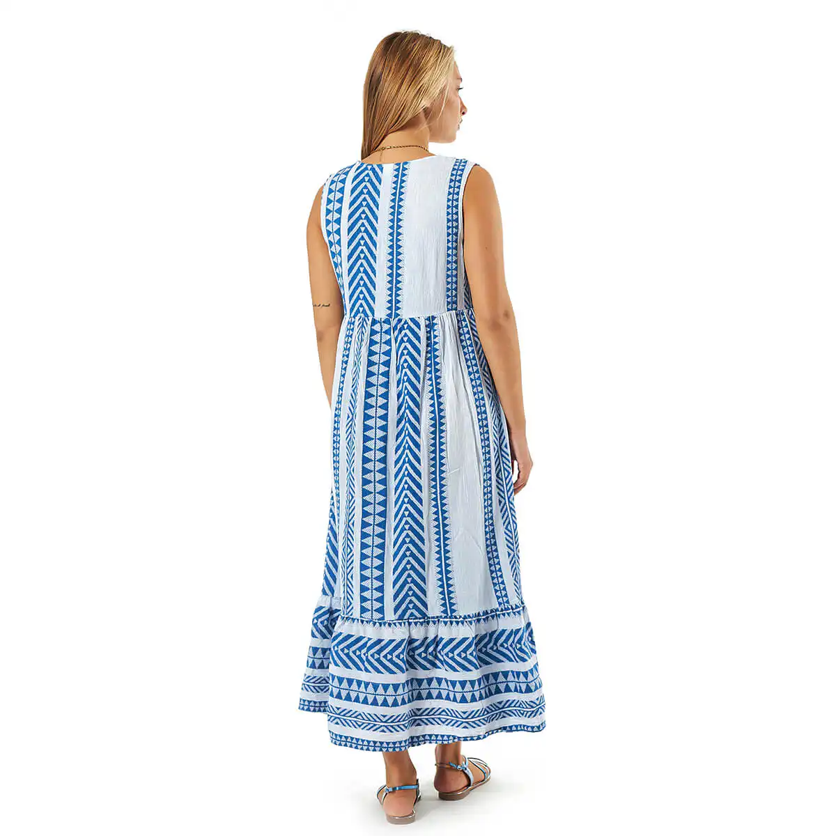 Verde Γυναικείο Φόρεμα 52-0098 Βαμβακερό Μπλε Verde Γυναικείο Φόρεμα 52-0098 Βαμβακερό Μπλε