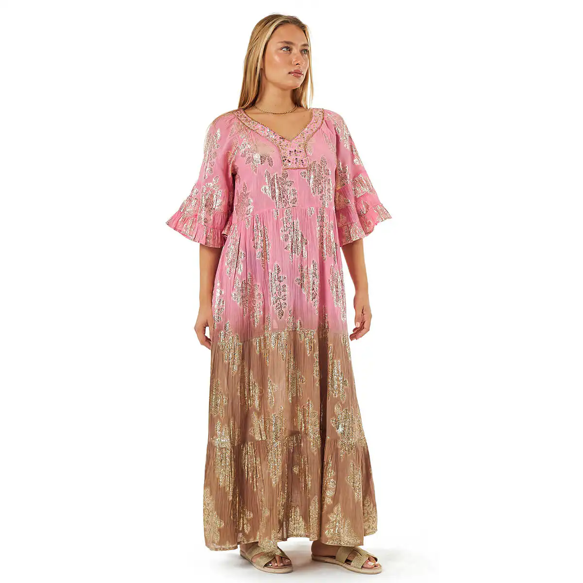 Verde Γυναικείο Φόρεμα 52-0099 Βαμβακερό Ροζ