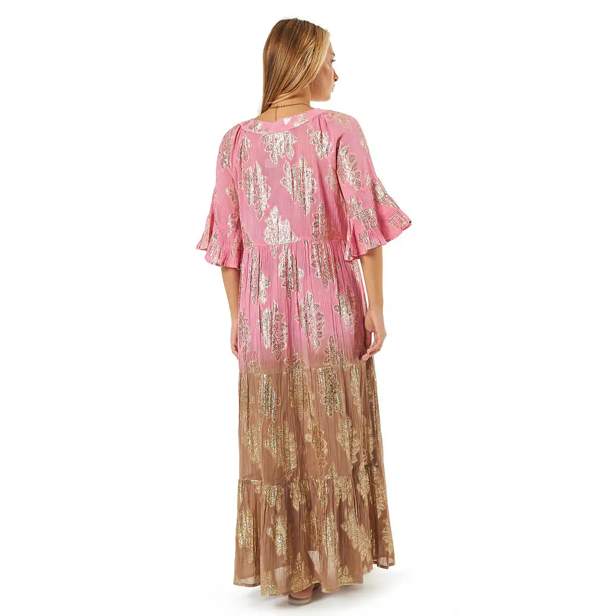 Verde Γυναικείο Φόρεμα 52-0099 Βαμβακερό Ροζ Verde Γυναικείο Φόρεμα 52-0099 Βαμβακερό Ροζ