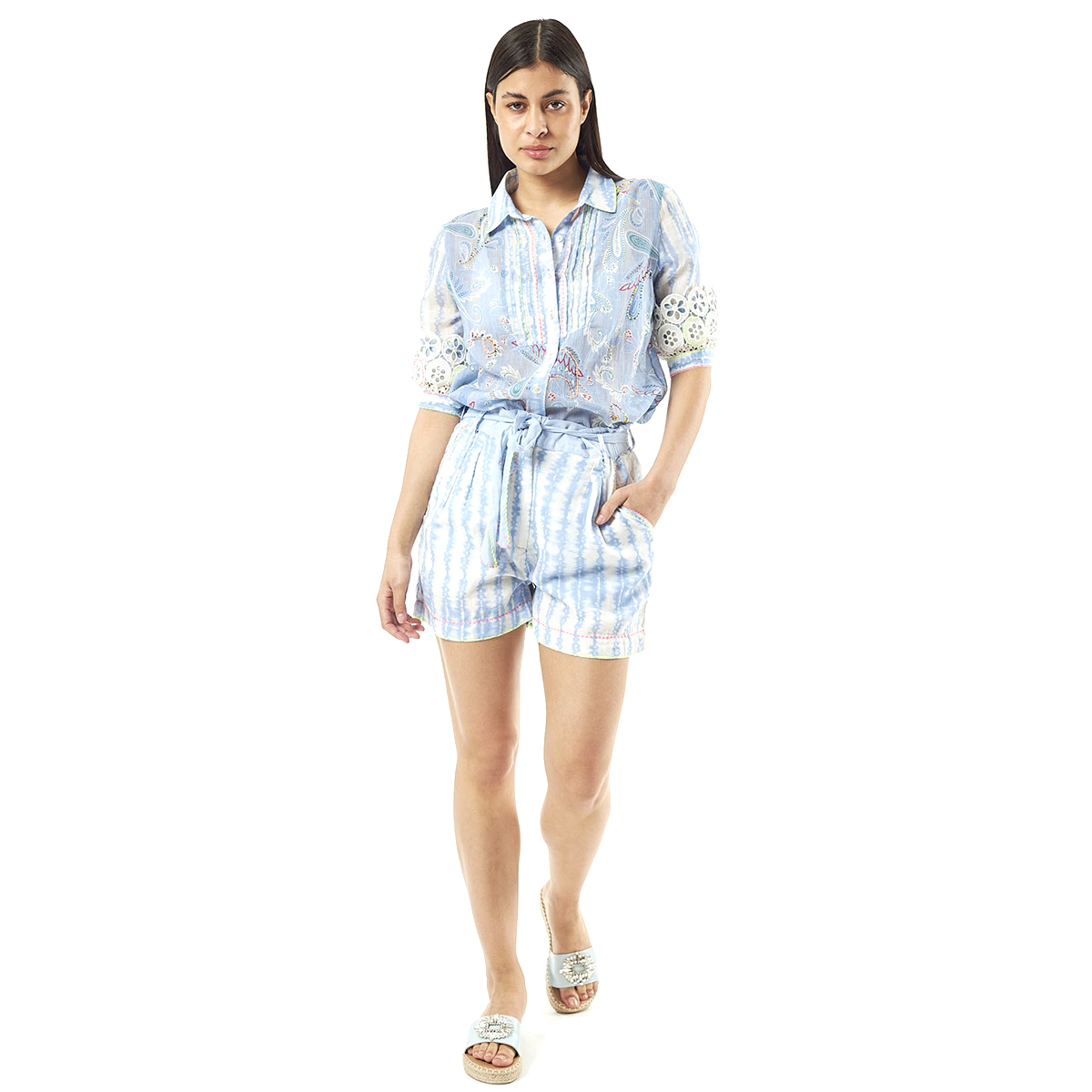 Verde Γυναικεία Πουκαμίσα 53-0022 Cotton Ινδίας Πολύχρωμο