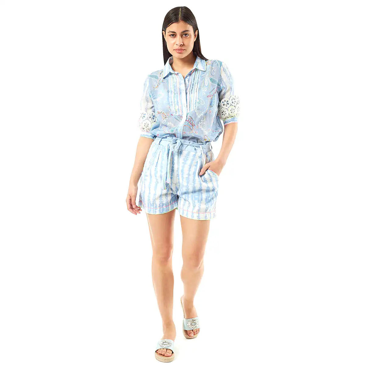 Verde Γυναικεία Πουκαμίσα 53-0022 Cotton Ινδίας Πολύχρωμο