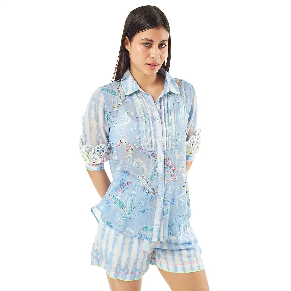 Verde Γυναικεία Πουκαμίσα 53-0022 Cotton Ινδίας Πολύχρωμο