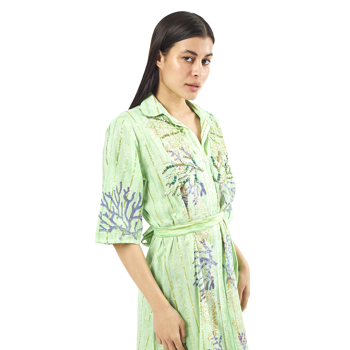 Verde Γυναικεία Πουκαμίσα 53-0023 Cotton Ινδίας Πράσινο