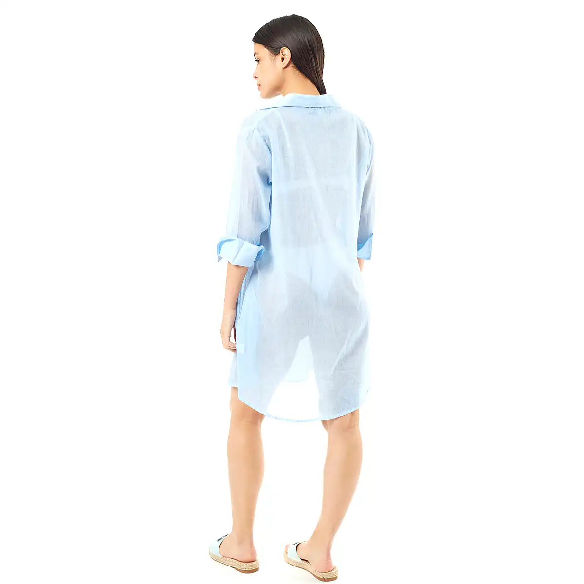 Verde Γυναικεία Πουκαμίσα 53-0025 Cotton Ινδίας Ανοιχτό Μπλέ