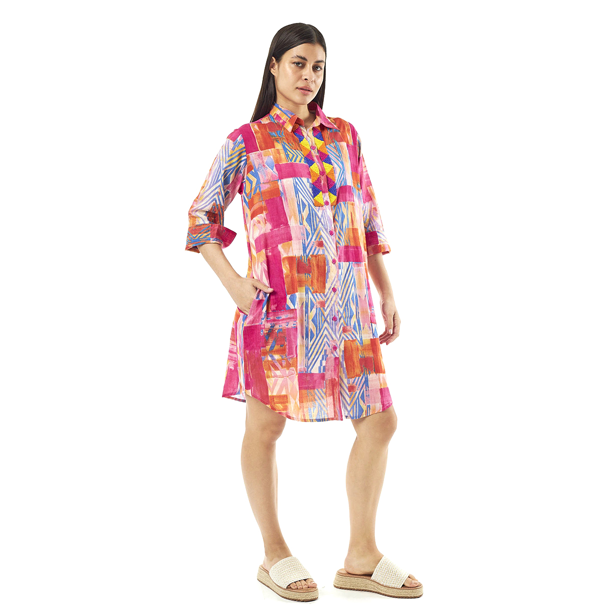 Verde Γυναικεία Πουκαμίσα 53-0027 Cotton Ινδίας Πολύχρωμο