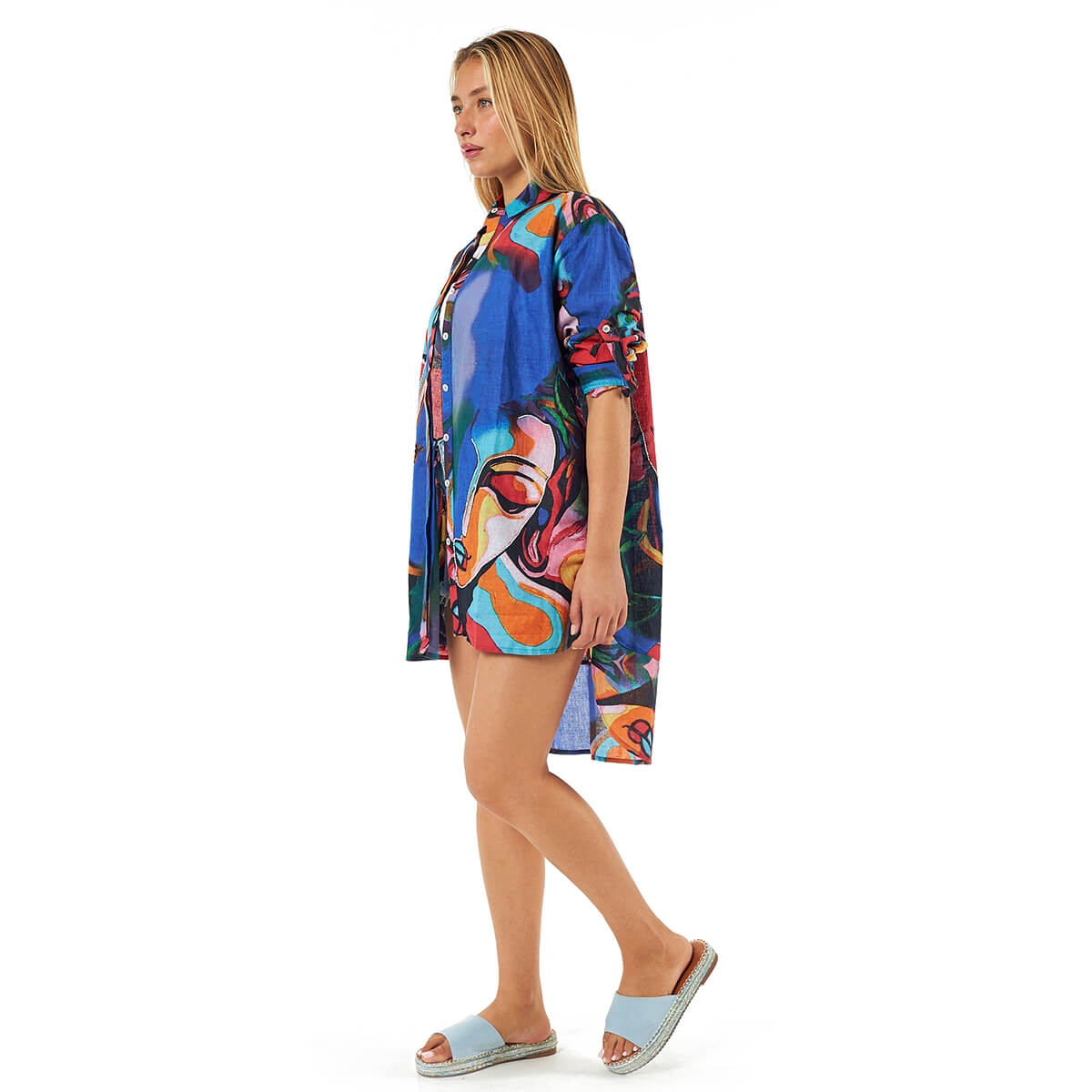 Verde Γυναικεία Πουκαμίσα 53-0034 Βαμβακερή Μπλε