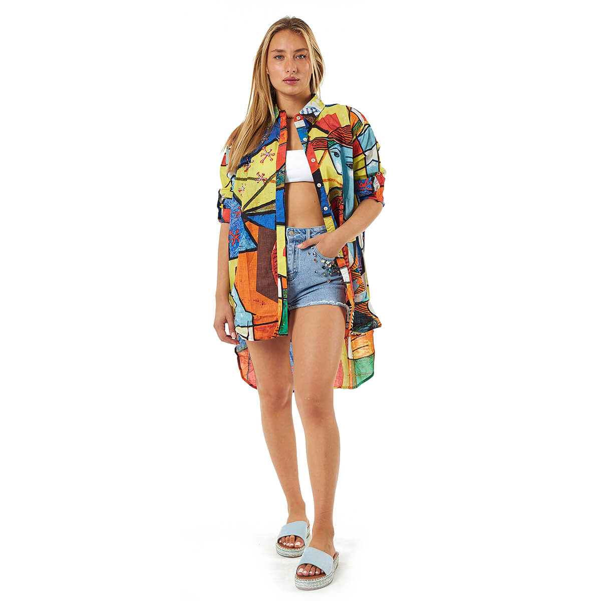 Verde Γυναικεία Πουκαμίσα 53-0035 Βαμβακερή Κίτρινο