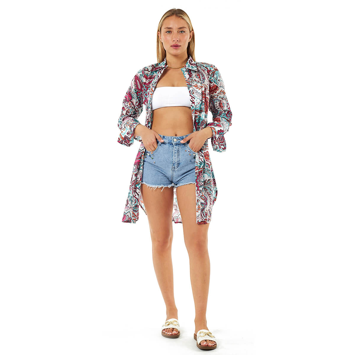 Verde Γυναικεία Πουκαμίσα 53-0040 Βαμβακερή Πολύχρωμο