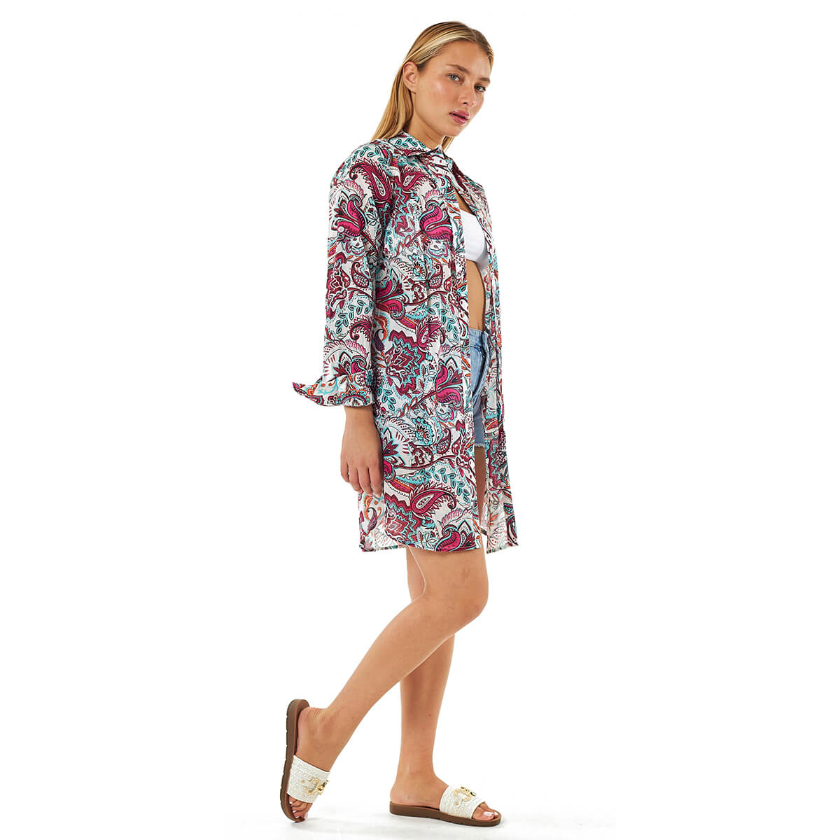 Verde Γυναικεία Πουκαμίσα 53-0040 Βαμβακερή Πολύχρωμο