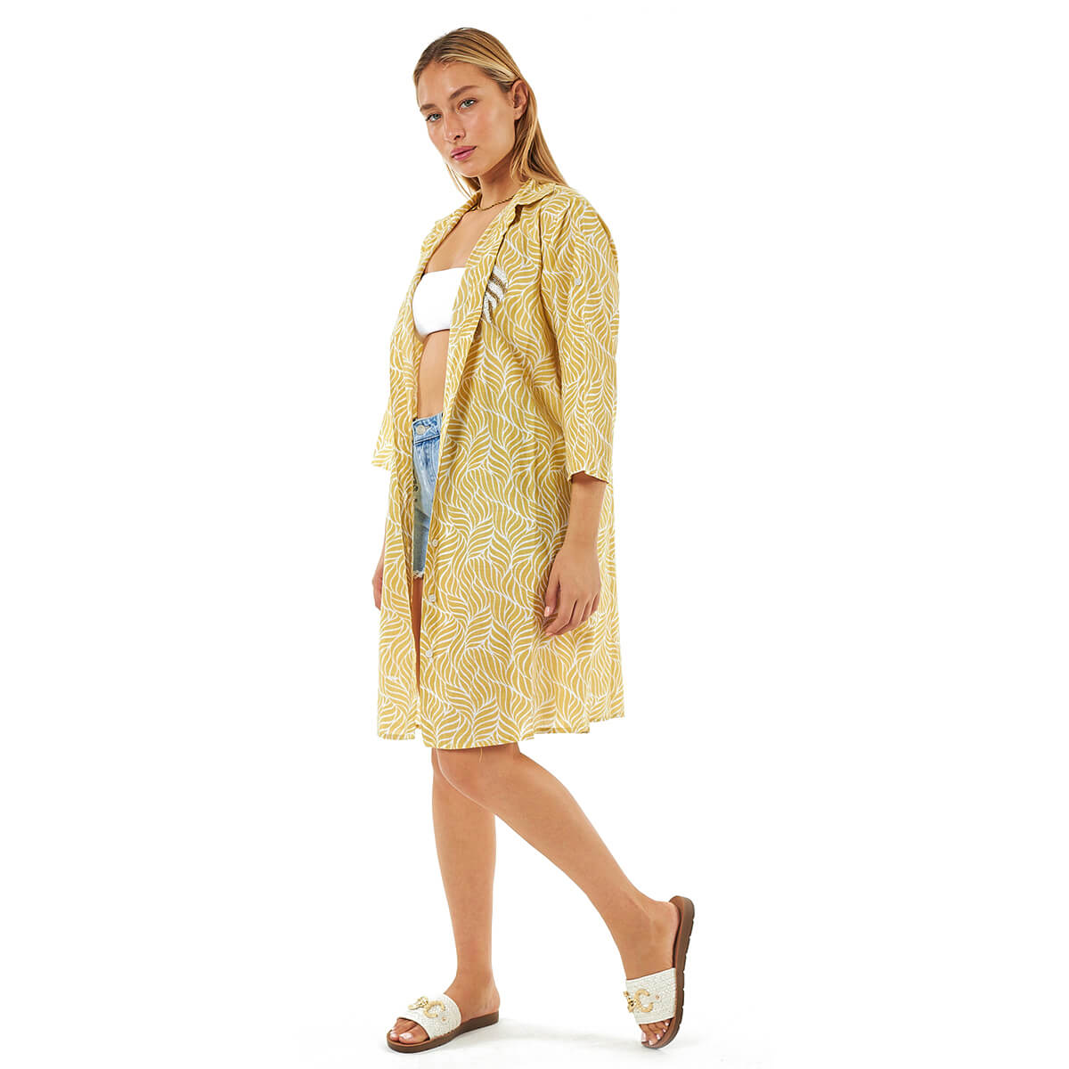 Verde Γυναικεία Πουκαμίσα 53-0065 Βαμβακερή Κίτρινο