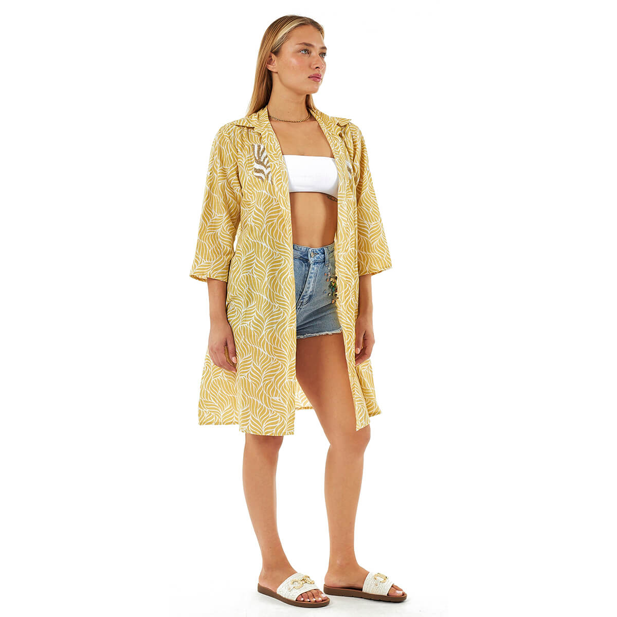 Verde Γυναικεία Πουκαμίσα 53-0065 Βαμβακερή Κίτρινο