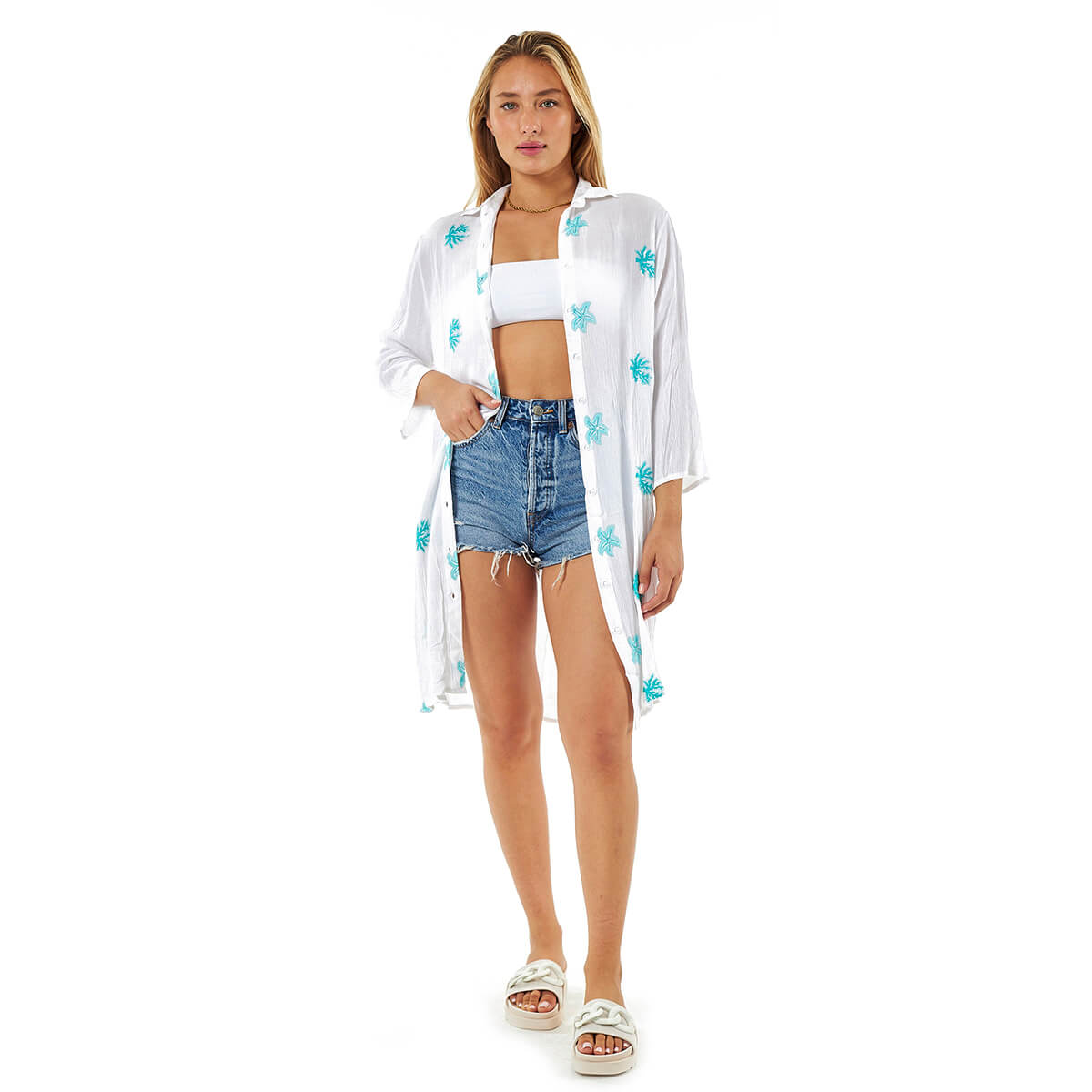 Verde Γυναικεία Πουκαμίσα 53-0070 Βισκόζη Τιρκουάζ