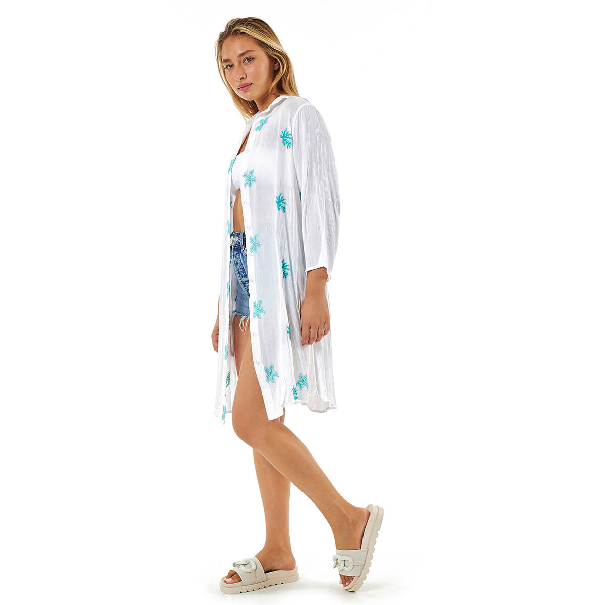 Verde Γυναικεία Πουκαμίσα 53-0070 Βισκόζη Τιρκουάζ