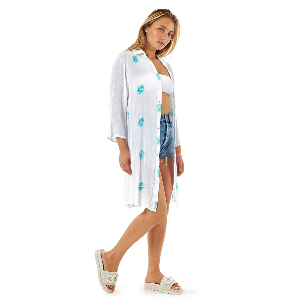 Verde Γυναικεία Πουκαμίσα 53-0070 Βισκόζη Τιρκουάζ