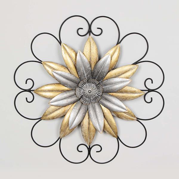 ΔΙΑΚΟΣΜΗΤΙΚΟ ΤΟΙΧΟΥ ΛΟΥΛΟΥΔΙ ΜΕΤΑΛΛΙΚΟ ΧΡΥΣΟ – ΑΣΗΜΙ – ΜΑΥΡΟ 59×4.5x59cm