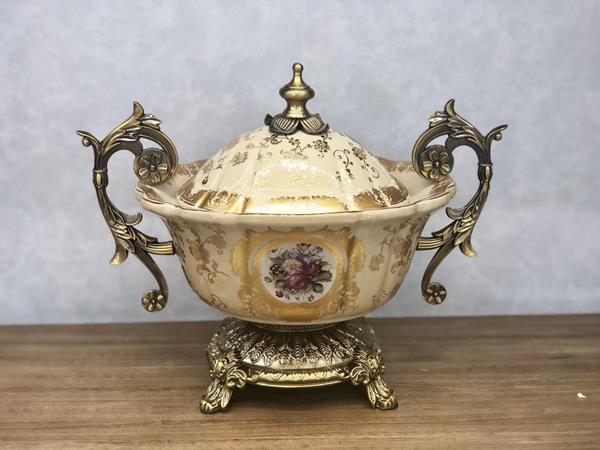 ΦΟΝΤΑΝΙΕΡΑ ΠΟΡΣΕΛΑΝΙΝΗ ΜΠΕΖ – ΧΡΥΣΗ 35x21x30cm