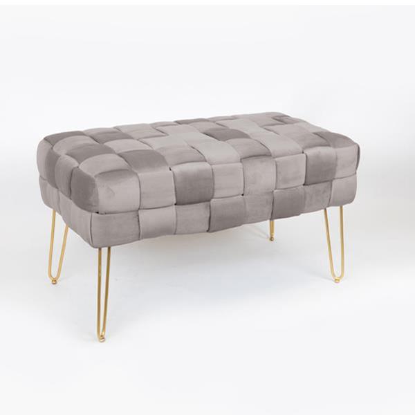 ΤΑΜΠΟΥΡΕ ΒΕΛΟΥΔΟ ΓΚΡΙ ΠΛΕΞΗ ΣΧΕΔΙΟ ΧΡΥΣΑ ΜΕΤΑΛΛΙΚΑ ΠΟΔΙΑ 82x43x46cm